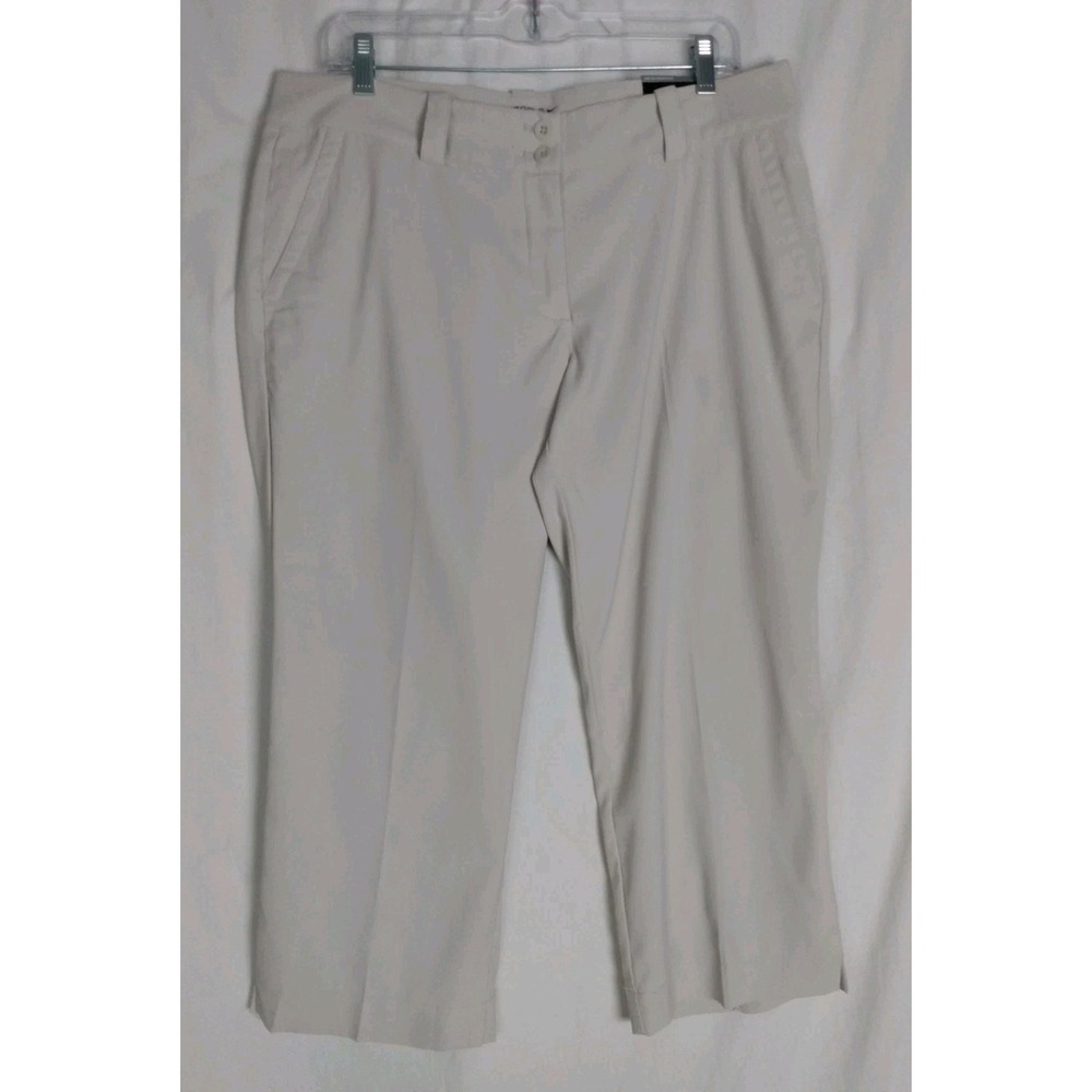 New Nike Golf Pants Womens 12 Cropped Ivory Tour Performance Active Chino Slacks